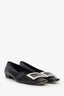 Roger Vivier Black Leather Square Toe Flats Size 8.5