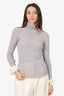 Oscar del la Renta Grey Ruffle Wrist Knit Top Size XS