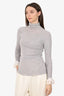 Oscar del la Renta Grey Ruffle Wrist Knit Top Size XS