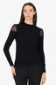 Adam Lipper Black Knit Lace Shoulder Top Size XS