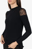 Adam Lipper Black Knit Lace Shoulder Top Size XS