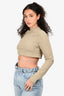 Jacquemus Beige Logo Strap Long Sleeve Cut Out Elbow Crop Top Size XS