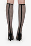 Saint Laurent Black Sheer Crystal Embellished Knee High Boots Size 37.5