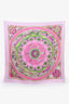 Hermes Pink Muticolour Village Print Silk Scarf 90