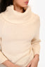 Holt Renfrew Cream Cashmere Turtleneck Knit Sweater Size S