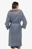 Vintage Gray Suede/Fox Fur Long Belted Coat Estimated Size S
