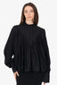 Palmer Harding Black Bubble Hem Long Sleeve Blouse Estimated Size S