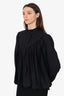 Palmer Harding Black Bubble Hem Long Sleeve Blouse Estimated Size S