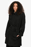 Burberry Brit Black Midi Belted Trench Coat Size M