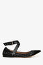 Valentino Black Patent Pointed Ankle Strap Flats Size 37.5