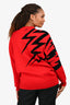 Givenchy Red Wool Black Tiger Print Sweater Size S