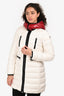 Moncler White Red Hooded Midi Puffer Jacket Size 14 Kids