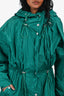 Isabel Marant Etoile Green Cinched Waist Hooded Raincoat Size 34