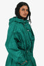 Isabel Marant Etoile Green Cinched Waist Hooded Raincoat Size 34