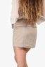 Meshki Taupe Faux Suede Belted Pleated Mini Skirt Size S