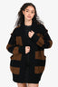 Max Mara Black/Brown Wool/Cashmere Striped Cardigan Size XS