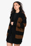 Max Mara Black/Brown Wool/Cashmere Striped Cardigan Size XS