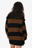 Max Mara Black/Brown Wool/Cashmere Striped Cardigan Size XS