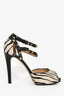 Valentino Zebra Pony Hair Studded Peep Toe Heels Size 40