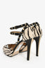 Valentino Zebra Pony Hair Studded Peep Toe Heels Size 40