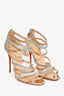 Christian Louboutin Silver/Rose Gold Glitter Strappy Heels Size 41