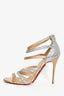 Christian Louboutin Silver/Rose Gold Glitter Strappy Heels Size 41