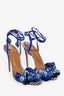 Aquazzura Blue/Black Striped Tassel Wrap Heels Size 40