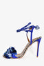 Aquazzura Blue/Black Striped Tassel Wrap Heels Size 40