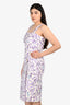 Max Mara Purple/White Cotton Floral Midi Dress Size 10 US