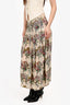 Gucci Beige Floral Crystal Embellished Pleated Midi Skirt Size 44