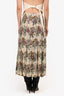Gucci Beige Floral Crystal Embellished Pleated Midi Skirt Size 44