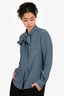 Max Mara Blue/White Polka Dot Blouse Estimated Size 8