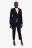 Max Mara Navy Pinstripe Virgin Wool SIngle Breasted Blazer + Trousers Set Size 8