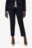 Max Mara Navy Pinstripe Virgin Wool SIngle Breasted Blazer + Trousers Set Size 8