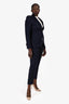 Max Mara Navy Pinstripe Virgin Wool SIngle Breasted Blazer + Trousers Set Size 8