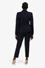 Max Mara Navy Pinstripe Virgin Wool SIngle Breasted Blazer + Trousers Set Size 8
