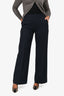 Max Mara Navy Pinstripe Wide Leg Trousers Estimated Size 8