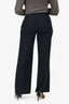 Max Mara Navy Pinstripe Wide Leg Trousers Estimated Size 8