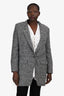 Max Mara Heather Grey Wool Single Breasted Blazer Estimated Size 10