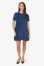 Christian Dior Blue Velvet Oblique Short Sleeve Mini Dress Size 12+ Kids