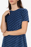 Christian Dior Blue Velvet Oblique Short Sleeve Mini Dress Size 12+ Kids