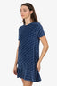 Christian Dior Blue Velvet Oblique Short Sleeve Mini Dress Size 12+ Kids