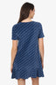 Christian Dior Blue Velvet Oblique Short Sleeve Mini Dress Size 12+ Kids