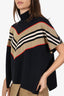 Burberry Black/Tan Wool/Cashmere Chevron Poncho Size L