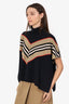 Burberry Black/Tan Wool/Cashmere Chevron Poncho Size L