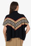Burberry Black/Tan Wool/Cashmere Chevron Poncho Size L