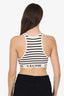 Celine White Striped Rib Knit Sports Bra Size XS