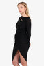 Helmut Lang Black Ruched Cut-out Long Sleeve Dress Size XS