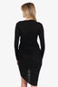 Helmut Lang Black Ruched Cut-out Long Sleeve Dress Size XS
