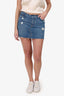Reformation Blue Denim Distressed Mini Skirt Size 26